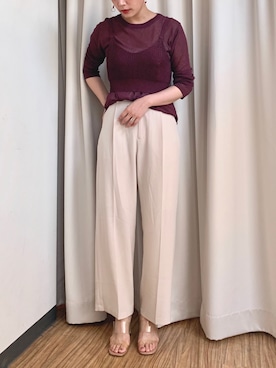 「CIAOPANIC（チャオパニック）の【WEB限定】センタープレスタックパンツ（その他パンツ）」を使った、naomiさん（レディース・168cm）の夏コーディネート
