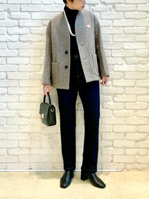 DANTON ダントン ウールモッサ Vネック ジャケット　チャコール38サイズ DANTON ダントン ウールモッサ Vネック ジャケット チャコール38サイズ