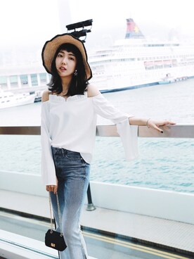 「miss malinaのアイテム（トップス、ホワイト系）」を使った、MARIA 玛玛莉丫さん（レディース）の春コーディネート
