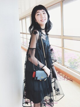 「MISS MALiNAのアイテム（ジャケット/アウター、ブラック系）」を使った、MARIA 玛玛莉丫さん（レディース）の春コーディネート