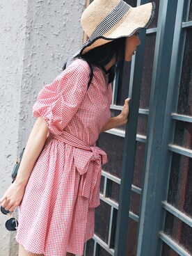 「MISS MALINAのアイテム（ワンピース、レッド系）」を使った、MARIA 玛玛莉丫さん（レディース）の春コーディネート
