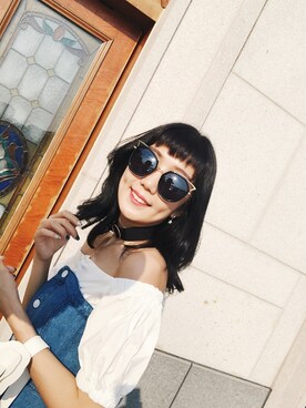 「MISS MALINAのアイテム（ワンピース、ブルー系）」を使った、MARIA 玛玛莉丫さん（レディース）の春コーディネート