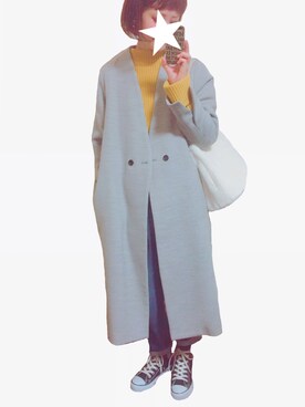 「OSMOSIS（オズモーシス）のアイテム（その他アウター）」を使った、ナツミさん（レディース・158cm）の冬コーディネート