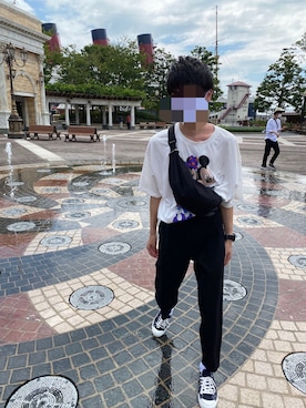 「GU（ジーユー）のアイテム（スラックス）」を使った、りょうさん（メンズ・166cm）の夏コーディネート