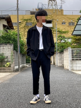 「GU（ジーユー）のアイテム（スラックス）」を使った、りょうさん（メンズ・166cm）の秋コーディネート