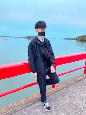 「GU（ジーユー）のアイテム（スラックス）」を使った、りょうさん（メンズ・166cm）の秋コーディネート