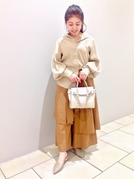 「LOWELL things（ロウェル　シングス）のLegacy/レザー2WAYオープントートバッグ mini（トートバッグ）」を使った、みささん（レディース・153cm）の冬コーディネート