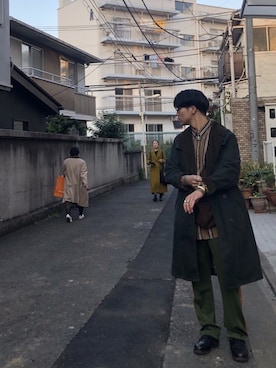 「Paraboot」｜「アイテム（トレンチコート）」を使った、すはすさん（メンズ・174cm）の冬コーディネート