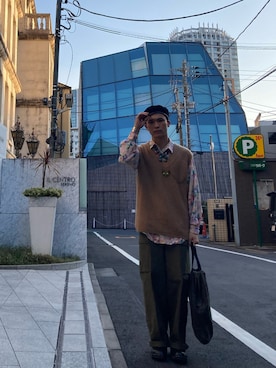 「DRIES VAN NOTEN（ドリスヴァンノッテン）のアイテム（バッグ）」を使った、すはすさん（メンズ・174cm）の春コーディネート