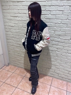 「でにむ」｜「アイテム（スタジャン）」を使った、NANAMIさん（レディース・160cm）の冬コーディネート