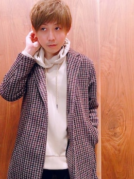 「チョコ色に染まれ」｜「アイテム（チェスターコート）」を使った、Euffyさん（メンズ・164cm）の冬コーディネート