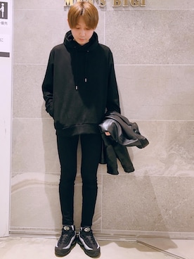 「アイテム（ライダースジャケット）」を使った、Euffyさん（メンズ・165cm・30代）の冬コーディネート