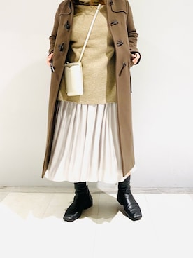 「ブラウンコーデ」｜「アイテム（ダッフルコート）」を使った、IKUMIさん（レディース・153cm）の冬コーディネート