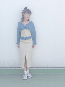 asami ogawaraさんの「レースUPベルト付きスカート」を使ったコーディネート