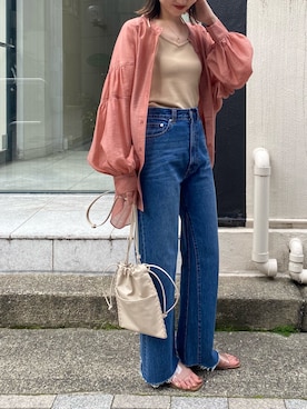 「フリンジデニム」｜「アイテム（アクセサリー）」を使った、asami ogawaraさん（レディース・162cm）の春コーディネート