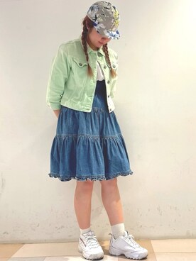 「カオリノモリ」｜「アイテム（デニムジャケット）」を使った、.*Shiori*.さん（レディース・163cm）の冬コーディネート