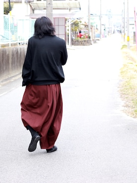 「アイテム（スカート、ブラウン系）」を使った、はやたさん（メンズ・165cm）の冬コーディネート