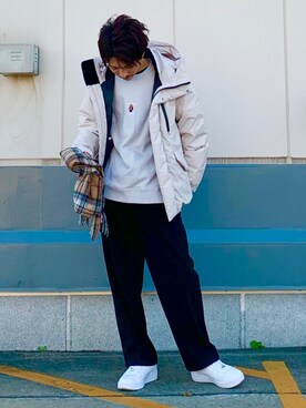 「JUNRED（ジュンレッド）のアイテム（ダウンジャケット/コート）」を使った、todaさん（メンズ・165cm）の秋コーディネート