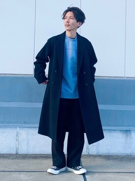 「JUNRED（ジュンレッド）のアイテム（チェスターコート）」を使った、todaさん（メンズ・165cm）の秋コーディネート