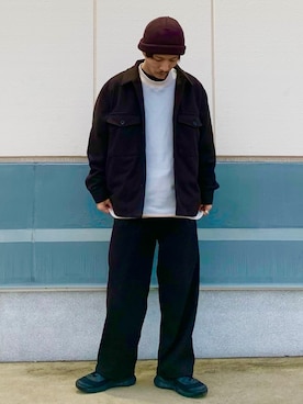 「JUNRED（ジュンレッド）のアイテム（ニットキャップ/ビーニー）」を使った、todaさん（メンズ・165cm）の冬コーディネート