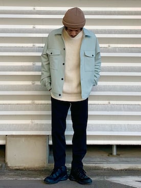 「JUNRED（ジュンレッド）のアイテム（ニットキャップ/ビーニー）」を使った、todaさん（メンズ・165cm）の冬コーディネート
