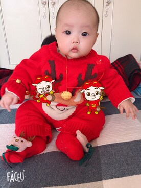 「A（エィス）のアイテム（トップス）」を使った、にゃんこ先生さん（キッズ・70cm）の秋コーディネート