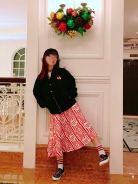 「Aymmy in the batty girls（エイミーインザバッティーガール）のELEVEN ツイルジャケット（ブルゾン、ブラック系）」を使った、ノドリさん（レディース・148cm）の冬コーディネート