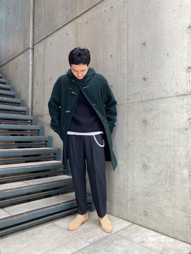 「BEAUTY&YOUTH UNITED ARROWS（ビューティーアンドユースユナイテッドアローズ）のアイテム（ダッフルコート）」を使った、林 健太朗さん（メンズ・182cm）の冬コーディネート