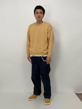 「Thingless（シングレス）のアイテム（パンツ）」を使った、林 健太朗さん（メンズ・182cm）の冬コーディネート