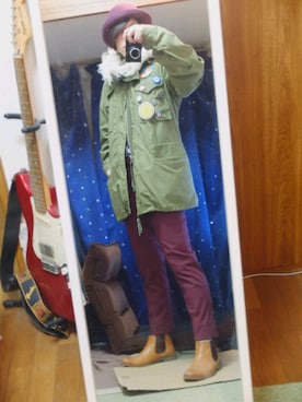 「モッズ」｜「アイテム（モッズコート）」を使った、ちゃるさん（メンズ・172cm）の秋コーディネート