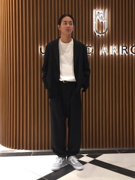 「EN ROUTE（アンルート）のアイテム（カーゴパンツ）」を使った、TAIKI UCHIDAさん（メンズ・178cm）の秋コーディネート