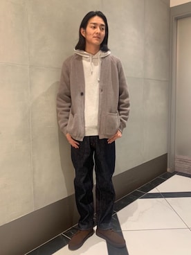 「SCYE BASICS（サイベーシックス）のアイテム（デニムパンツ）」を使った、TAIKI UCHIDAさん（メンズ・178cm）の冬コーディネート