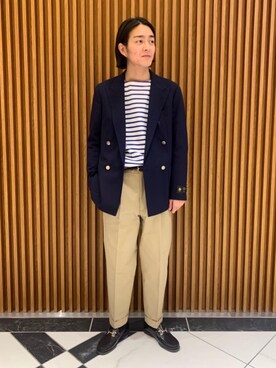 「SCYE BASICS（サイベーシックス）のアイテム（チノパンツ）」を使った、TAIKI UCHIDAさん（メンズ・178cm）の冬コーディネート