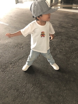 「BASECONTROL（ベースコントロール）のアイテム」を使った、こうめいさん（キッズ・90cm）の夏コーディネート