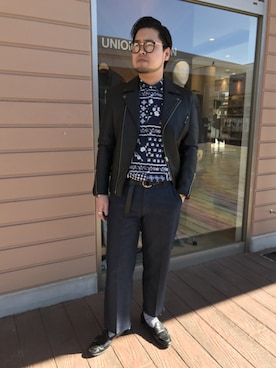 「ユニオンステーション」｜「アイテム（ライダースジャケット）」を使った、Noriさん（メンズ・171cm）の秋コーディネート