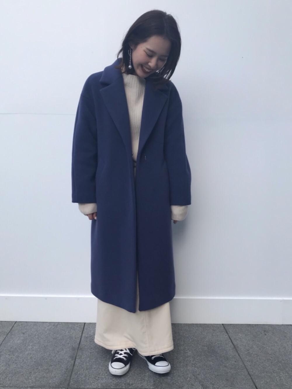「casual、一押しのアウタースタイル」｜「green label relaxingの[ ハミルトン ] HAMILTON SC カタアゼ ボトルネック プルオーバー ニット（ニット/セーター、ベージュ系）」を使った、aky8911さん（レディース・160cm）の冬コーディネートの1枚目の写真