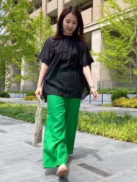 「green label relaxing（グリーンレーベルリラクシング）の[ コルトレイクリネン ] ◆SC ベイカー パンツ（その他パンツ）」を使った、aky8911さん（レディース・160cm）の春コーディネート