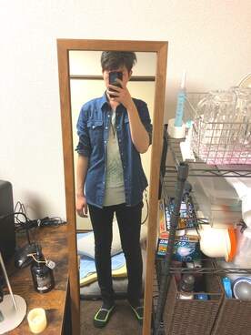 「Right-on（ライトオン）のアイテム（デニムジャケット）」を使った、りょーたろーさん（メンズ・176cm）の春コーディネート