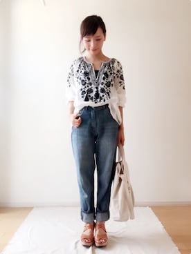 IENA(イエナ)の「エンブロイダリー 7分袖 ブラウス◇(シャツ ...