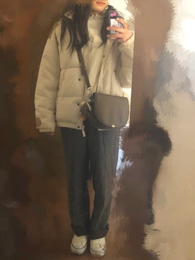 「w closet」｜「アイテム（ダウンジャケット/コート）」を使った、つじさん（レディース・158cm）の冬コーディネート
