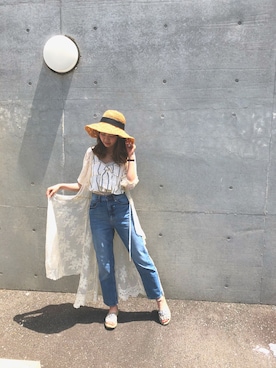 「Supreme.La.La.（シュープリームララ）のアイテム（サンダル）」を使った、harukaさん（レディース・164cm）の春コーディネート
