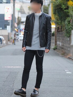 「417 EDIFICE（フォーワンセブンエディフィス）のアイテム（ライダースジャケット）」を使った、ユウさん（メンズ・170cm）の秋コーディネート