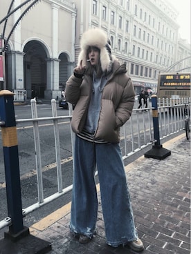 「vetements」｜「アイテム（ダウンジャケット/コート）」を使った、venusucker さん（レディース・168cm）の冬コーディネート