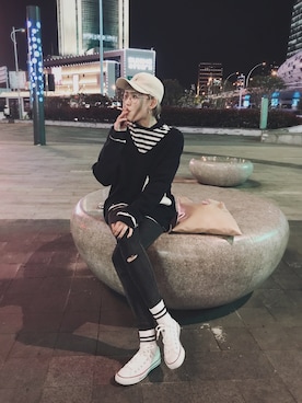 「streetsnap」｜「アイテム（帽子）」を使った、venusucker さん（レディース・168cm）の春コーディネート