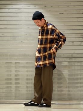 「CPH（シーピーエイチ）のアイテム（ニットキャップ/ビーニー）」を使った、タシロさん（メンズ・175cm）の春コーディネート