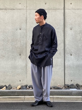 「CPH（シーピーエイチ）のアイテム（ニットキャップ/ビーニー）」を使った、タシロさん（メンズ・175cm）の春コーディネート