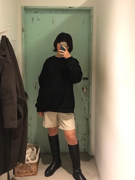 「JUNOAH（ジュノア）のアイテム（チェスターコート）」を使った、藤さん（レディース・164cm）の冬コーディネート