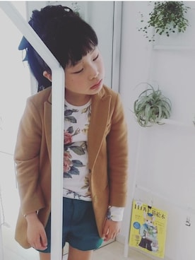 「UNIQLO（ユニクロ）のアイテム（チェスターコート）」を使った、nekoさん（キッズ・122cm）の冬コーディネート