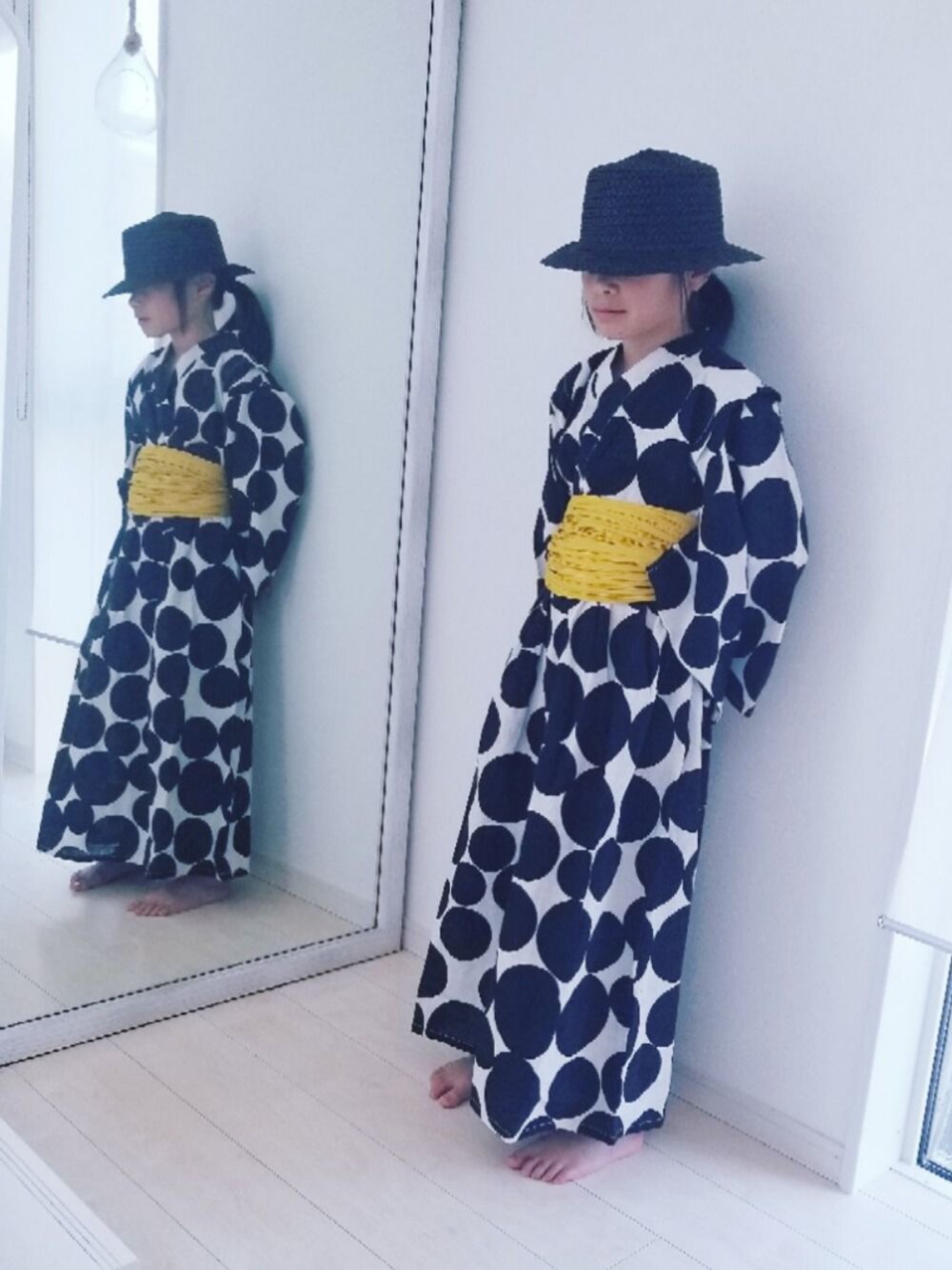 「浴衣、モノトーン、ドット」｜「CIAOPANIC TYPYのらくらく浴衣（浴衣、その他）」を使った、nekoさん（キッズ・130cm）の夏コーディネートの1枚目の写真