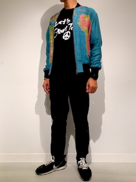 「Lucien Pellat-Finet（ルシアンペラフィネ）のアイテム（ブルゾン）」を使った、Black RAPAさん（メンズ・174cm）の秋コーディネート